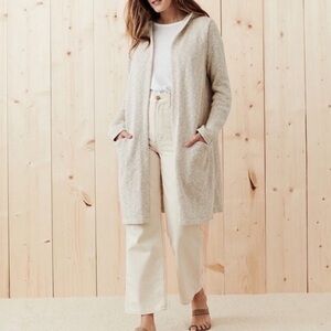 NWT Jenni Kayne Cotton Linen Hooded Sweater Coat in Natural